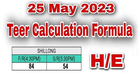 Shooting Time F/R - 3:30 pm | S/R - 4:30 pm; First Round:. . Shillong teer formula 2022